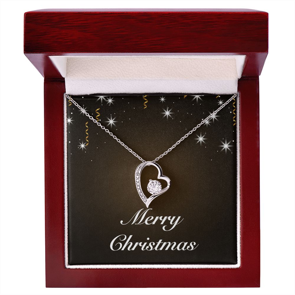Merry Christmas v06 - Forever Love Necklace With Mahogany Style Luxury Box
