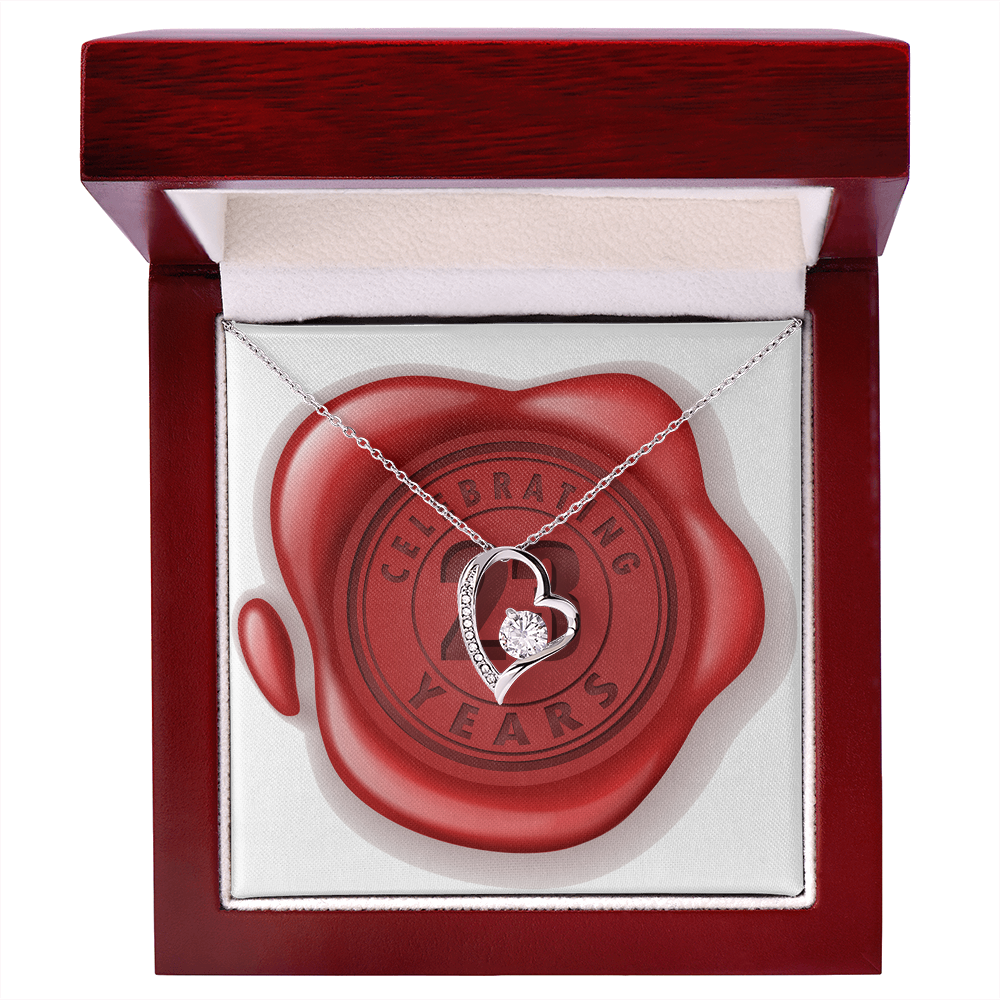 Celebrating 23 Years Anniversary - Forever Love Necklace With Mahogany Style Luxury Box
