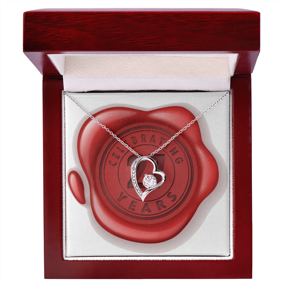 Celebrating 27 Years Anniversary - Forever Love Necklace With Mahogany Style Luxury Box