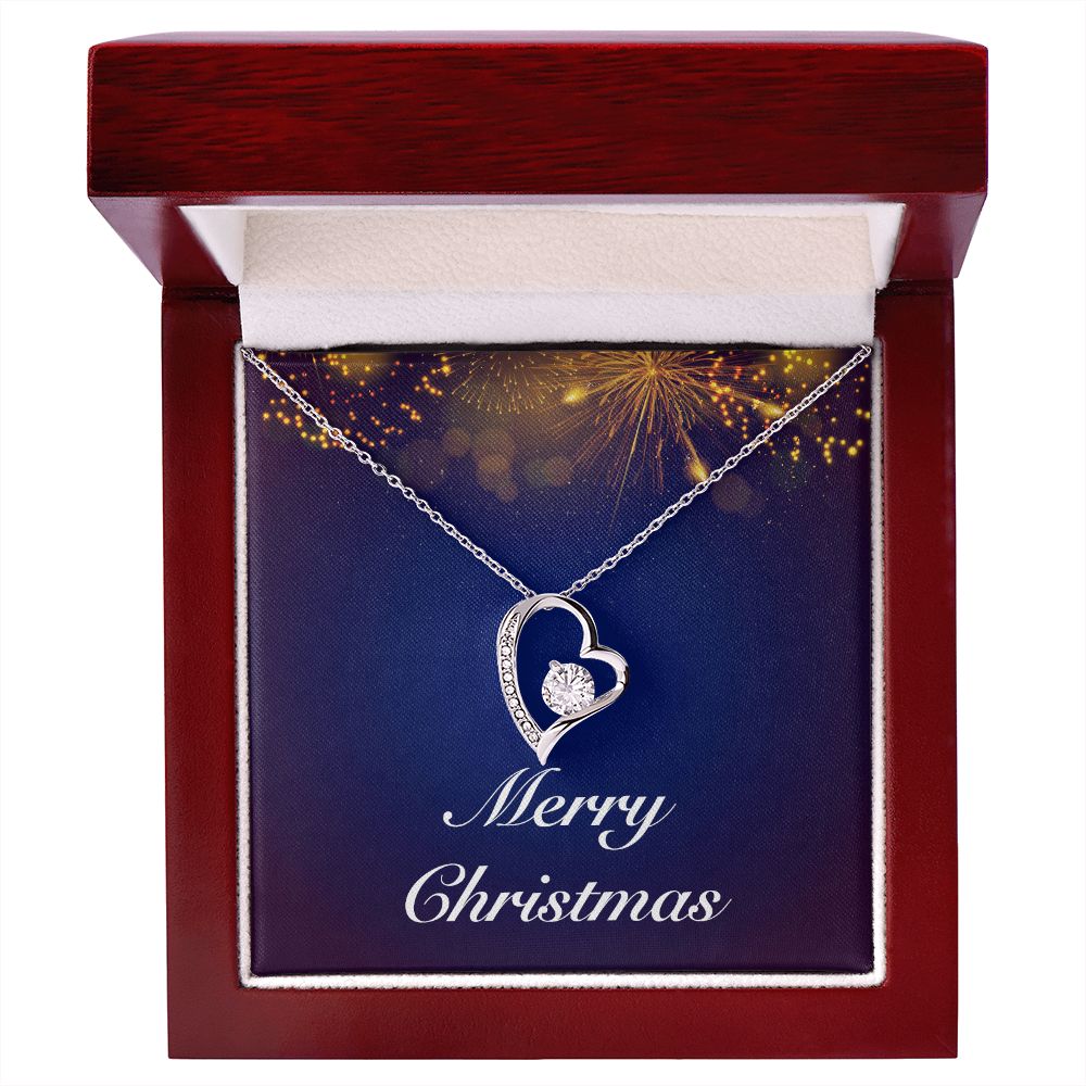 Merry Christmas v07 - Forever Love Necklace With Mahogany Style Luxury Box