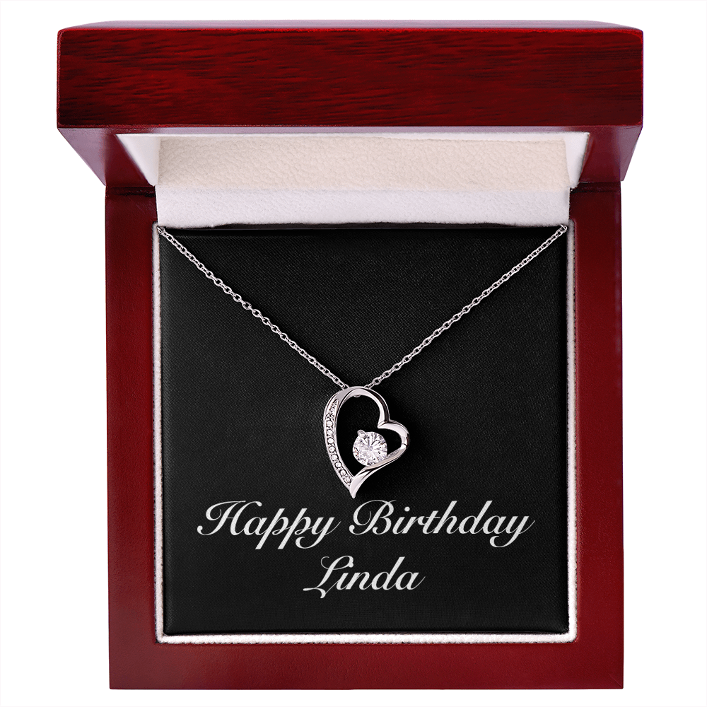 Happy Birthday Linda v2 - Forever Love Necklace With Mahogany Style Luxury Box