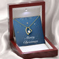 Merry Christmas v05 - 18k Yellow Gold Finish Forever Love Necklace With Mahogany Style Luxury Box