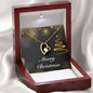 Merry Christmas v03 - 18k Yellow Gold Finish Forever Love Necklace With Mahogany Style Luxury Box