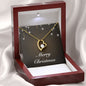 Merry Christmas v06 - 18k Yellow Gold Finish Forever Love Necklace With Mahogany Style Luxury Box
