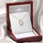 18k Yellow Gold Finish Forever Love Necklace With Mahogany Style Luxury Box