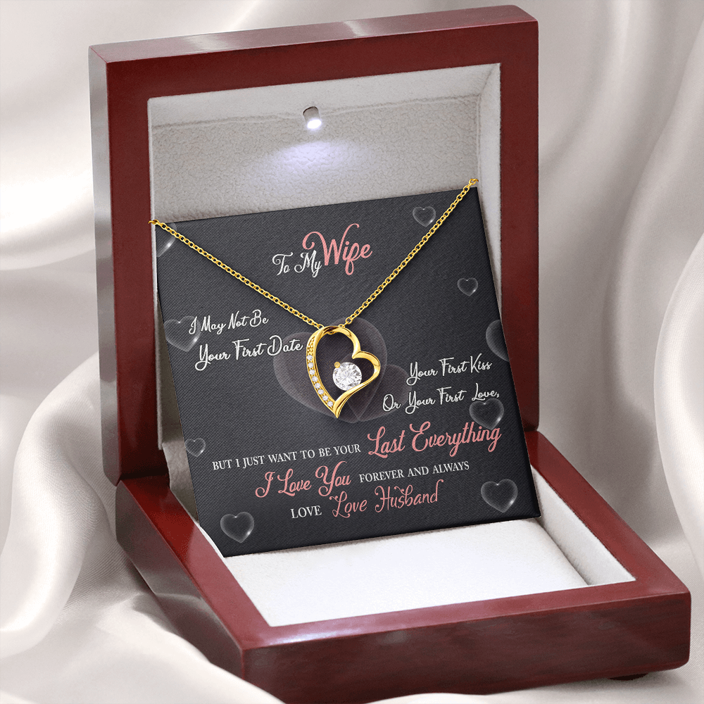 017 To My Wife - 18k Yellow Gold Finish Forever Love Necklace With Mahogany Style Luxury Box