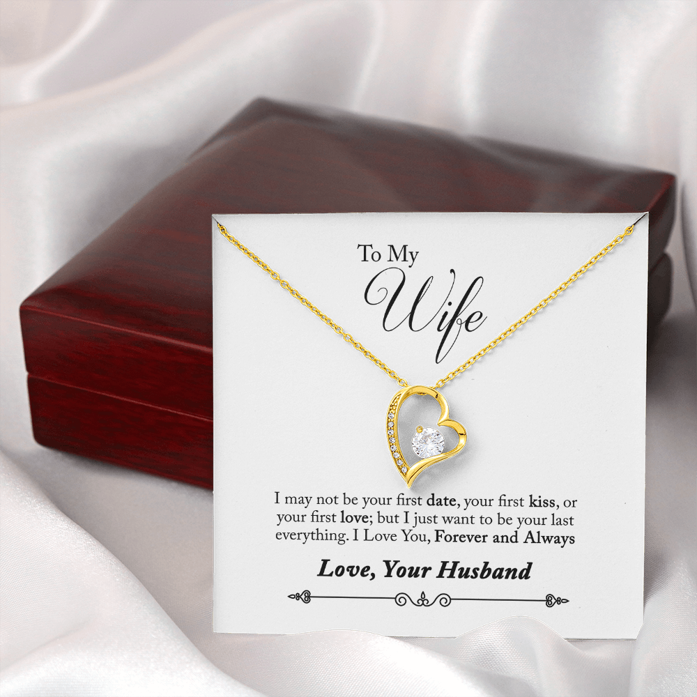 008 To My Wife - 18k Yellow Gold Finish Forever Love Necklace With Mahogany Style Luxury Box
