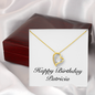 Happy Birthday Patricia - 18k Yellow Gold Finish Forever Love Necklace With Mahogany Style Luxury Box