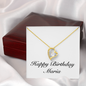 Happy Birthday Maria - 18k Yellow Gold Finish Forever Love Necklace With Mahogany Style Luxury Box