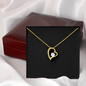 18k Yellow Gold Finish Forever Love Necklace With Mahogany Style Luxury Box v2
