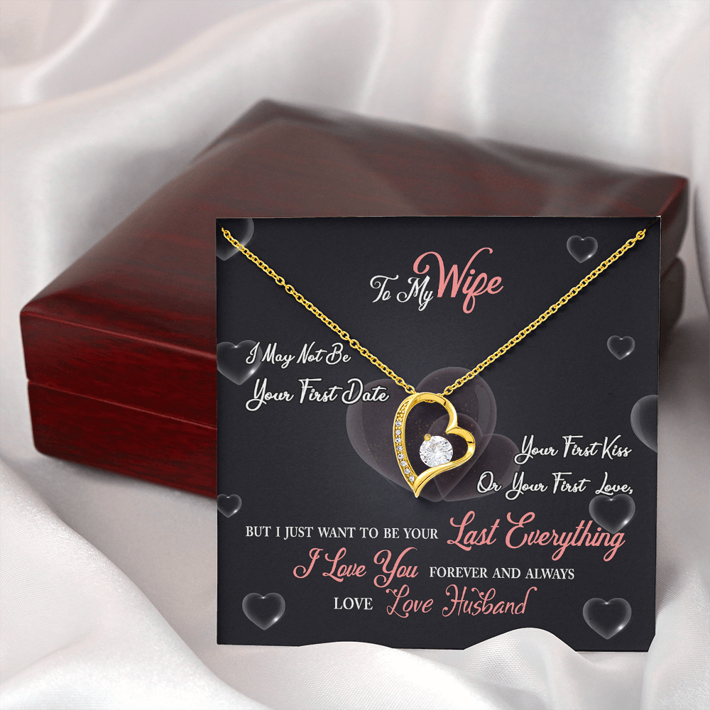 017 To My Wife - 18k Yellow Gold Finish Forever Love Necklace With Mahogany Style Luxury Box