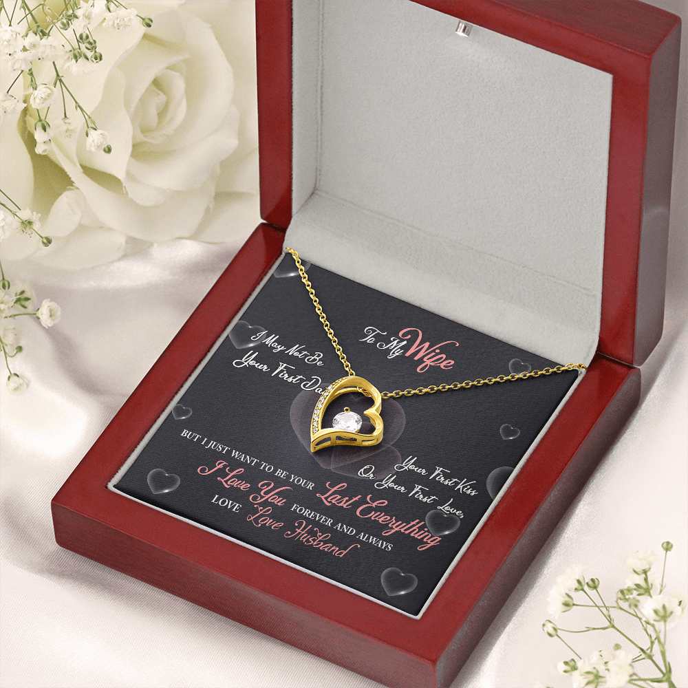 017 To My Wife - 18k Yellow Gold Finish Forever Love Necklace With Mahogany Style Luxury Box