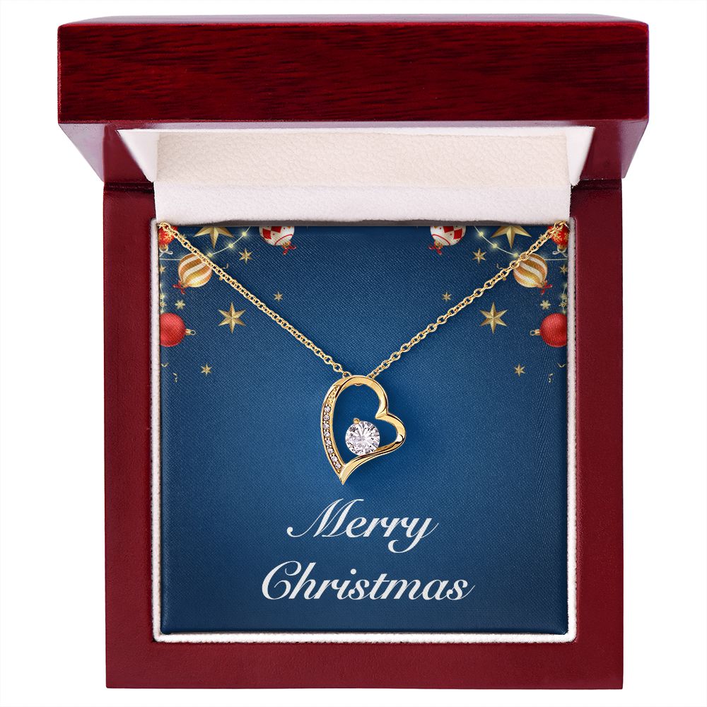 Merry Christmas v01 - 18k Yellow Gold Finish Forever Love Necklace With Mahogany Style Luxury Box