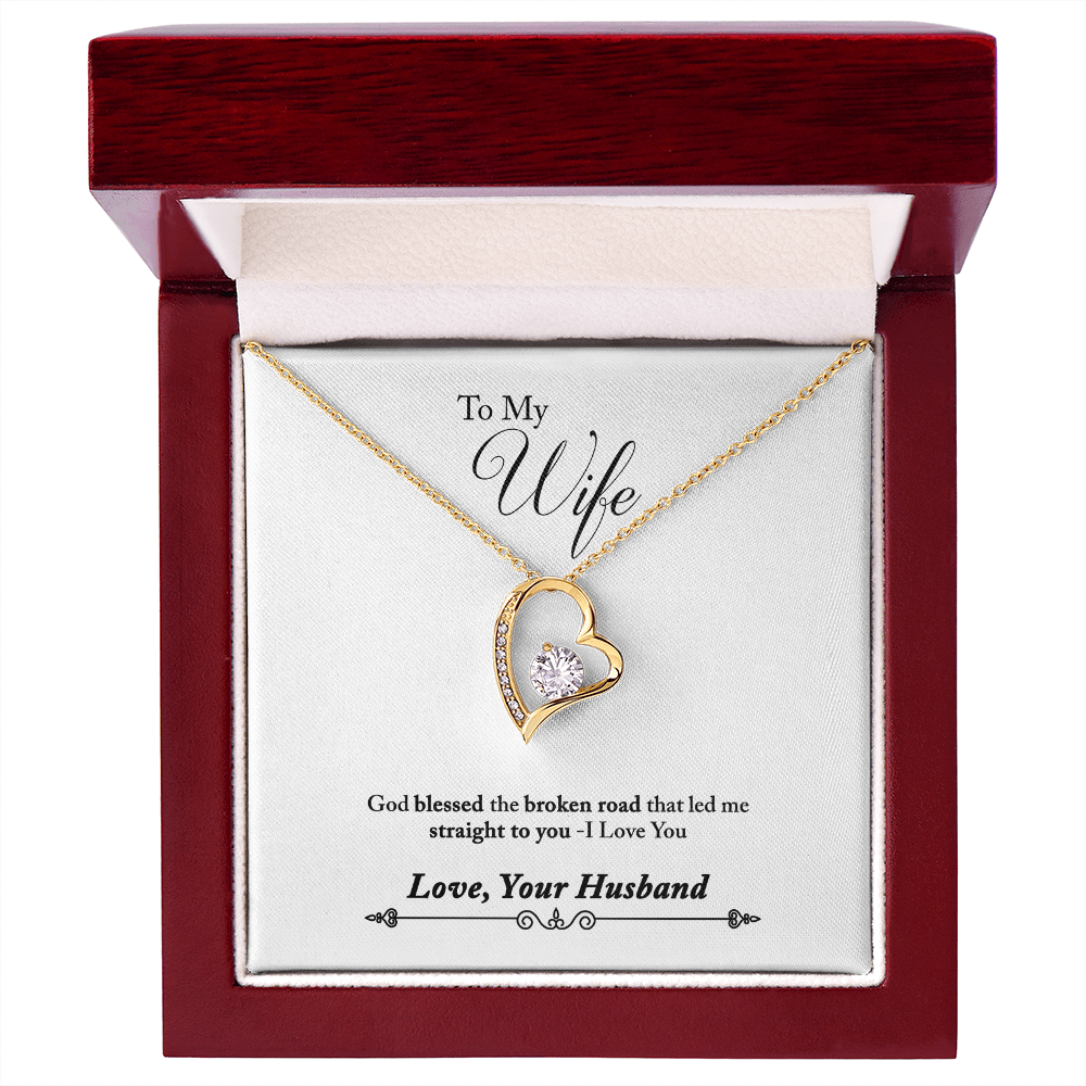 006 To My Wife - 18k Yellow Gold Finish Forever Love Necklace With Mahogany Style Luxury Box