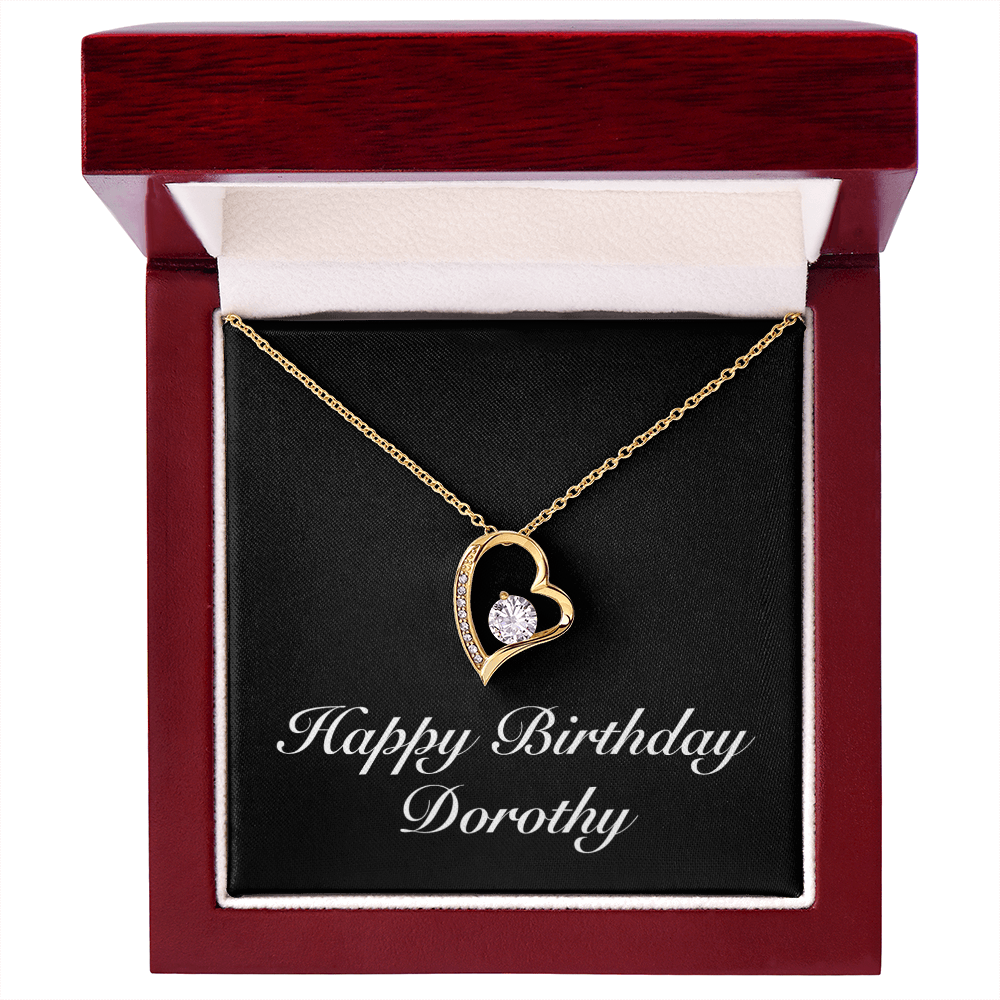 Happy Birthday Dorothy v2 - 18k Yellow Gold Finish Forever Love Necklace With Mahogany Style Luxury Box