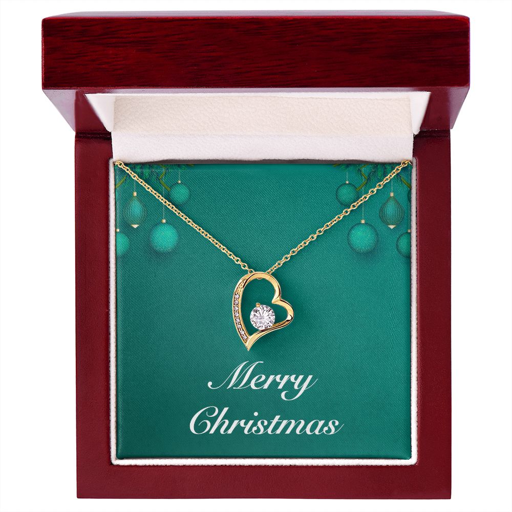 Merry Christmas v02 - 18k Yellow Gold Finish Forever Love Necklace With Mahogany Style Luxury Box