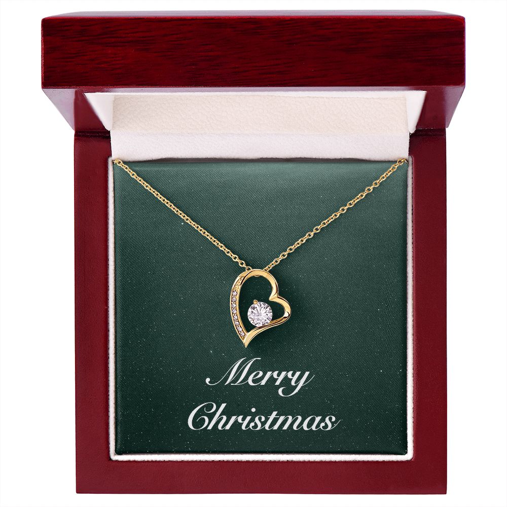 Merry Christmas v09 - 18k Yellow Gold Finish Forever Love Necklace With Mahogany Style Luxury Box