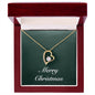 Merry Christmas v09 - 18k Yellow Gold Finish Forever Love Necklace With Mahogany Style Luxury Box