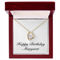 Happy Birthday Margaret - 18k Yellow Gold Finish Forever Love Necklace With Mahogany Style Luxury Box