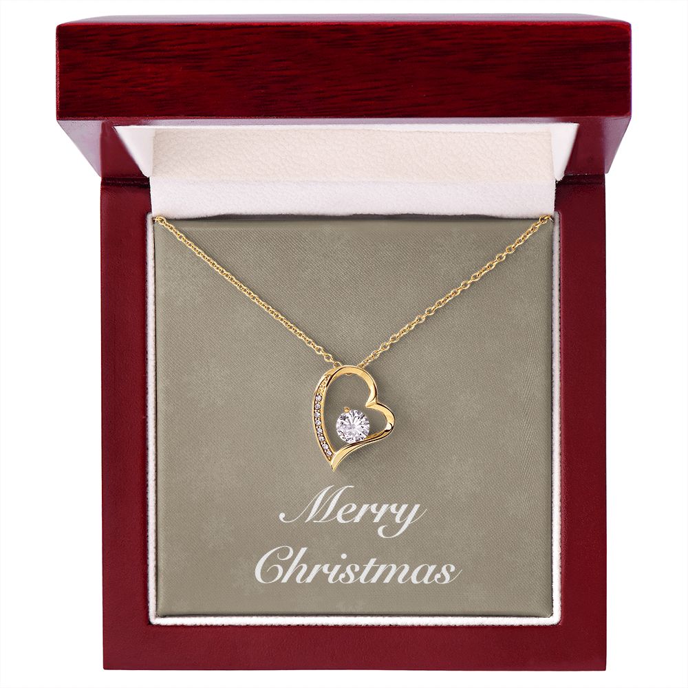 Merry Christmas v10 - 18k Yellow Gold Finish Forever Love Necklace With Mahogany Style Luxury Box