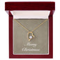 Merry Christmas v10 - 18k Yellow Gold Finish Forever Love Necklace With Mahogany Style Luxury Box