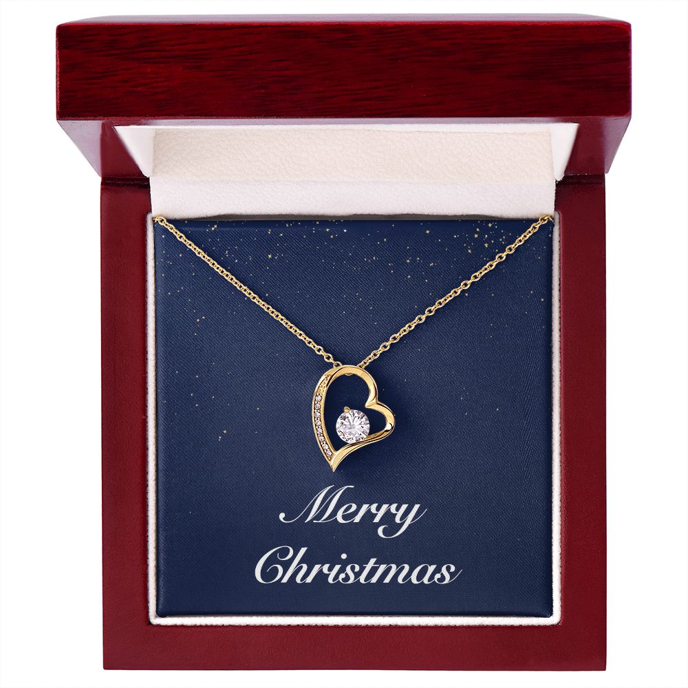 Merry Christmas v08 - 18k Yellow Gold Finish Forever Love Necklace With Mahogany Style Luxury Box