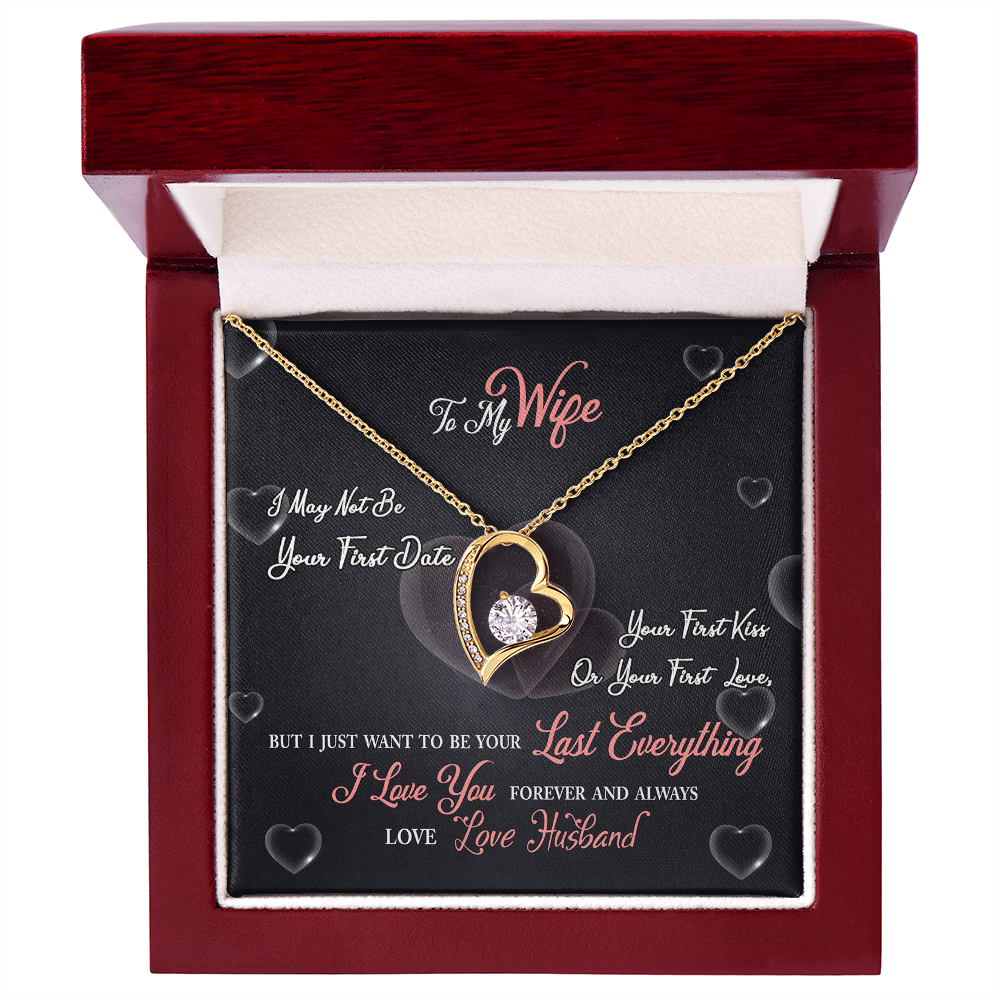 017 To My Wife - 18k Yellow Gold Finish Forever Love Necklace With Mahogany Style Luxury Box