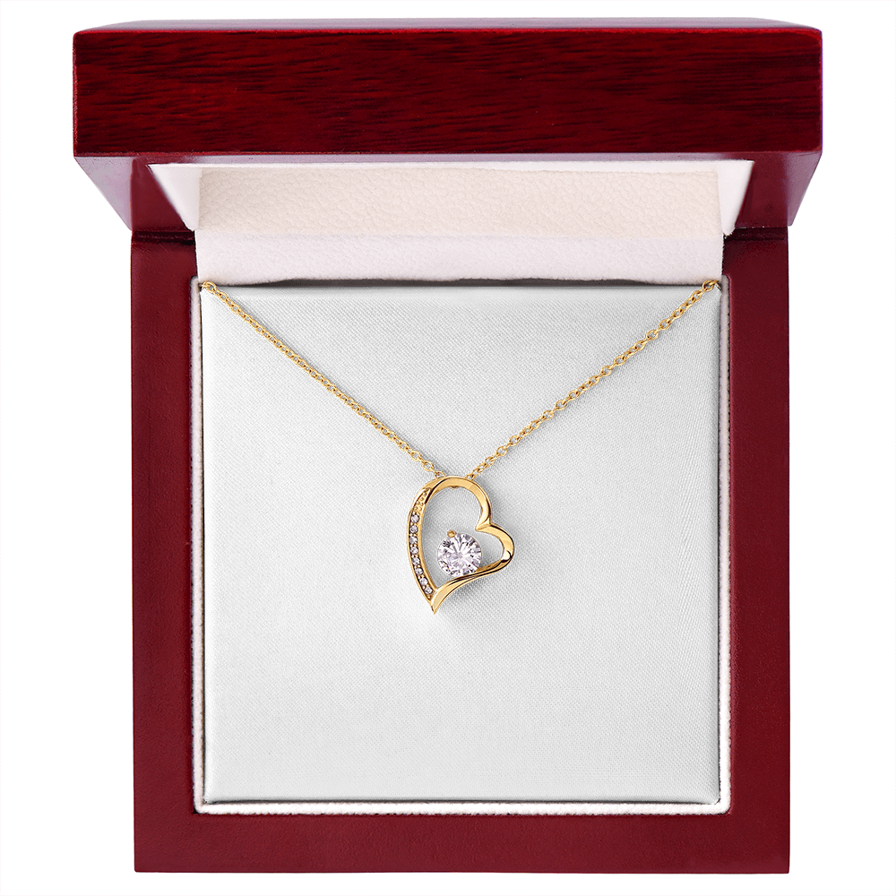 18k Yellow Gold Finish Forever Love Necklace With Mahogany Style Luxury Box
