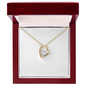 18k Yellow Gold Finish Forever Love Necklace With Mahogany Style Luxury Box