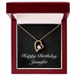 Happy Birthday Jennifer v2 - 18k Yellow Gold Finish Forever Love Necklace With Mahogany Style Luxury Box