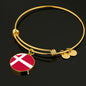 Danish Flag - 18k Gold Finished Bangle Bracelet