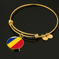 Romanian Flag - 18k Gold Finished Bangle Bracelet