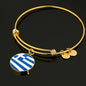 Greek Flag - 18k Gold Finished Bangle Bracelet