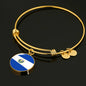 Salvadoran Flag - 18k Gold Finished Bangle Bracelet