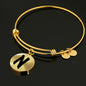Initial N v1b - 18k Gold Finished Bangle Bracelet
