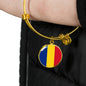 Romanian Flag - 18k Gold Finished Bangle Bracelet