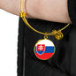 Slovak Flag - 18k Gold Finished Bangle Bracelet