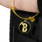 Initial B v2b - 18k Gold Finished Bangle Bracelet