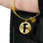 Initial F v1b - 18k Gold Finished Bangle Bracelet