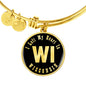 Heart In Wisconsin v02 - 18k Gold Finished Bangle Bracelet
