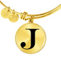 Initial J v1a - 18k Gold Finished Bangle Bracelet