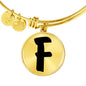Initial F v1b - 18k Gold Finished Bangle Bracelet