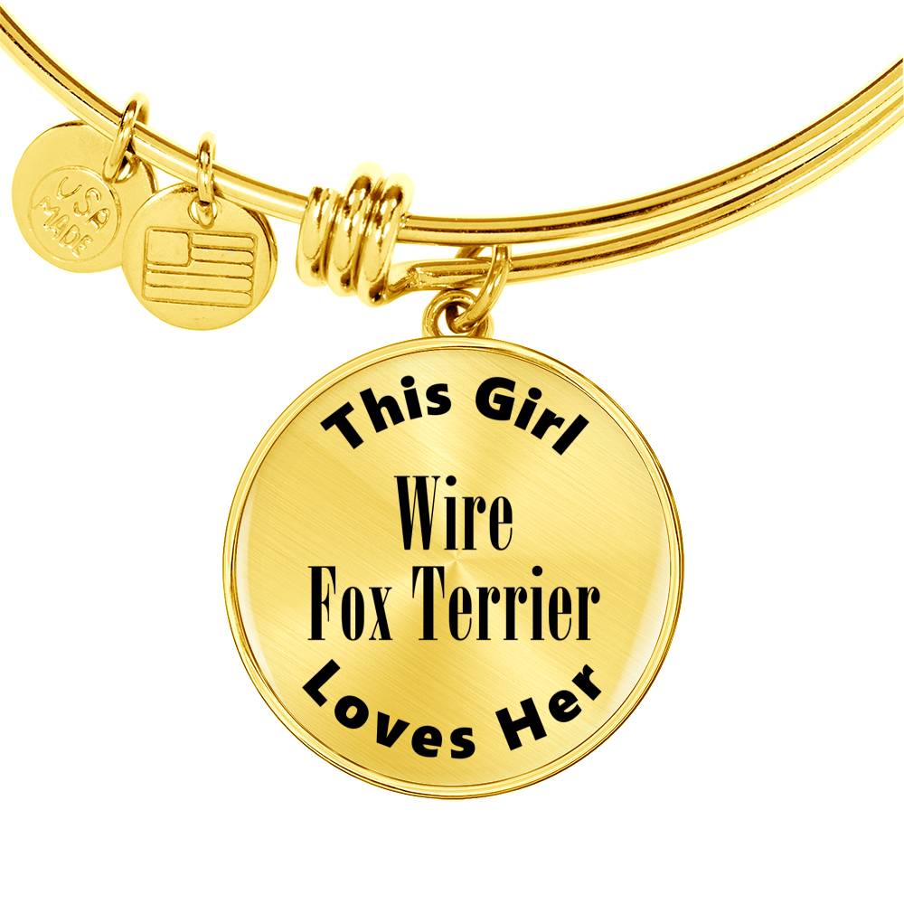Wire Fox Terrier - 18k Gold Finished Bangle Bracelet