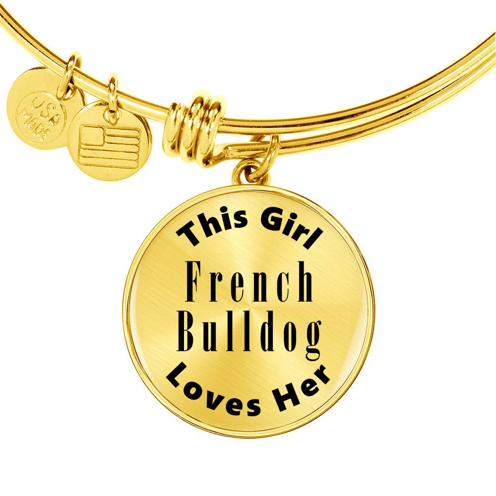 French Bulldog - 18k Gold Finished Bangle Bracelet