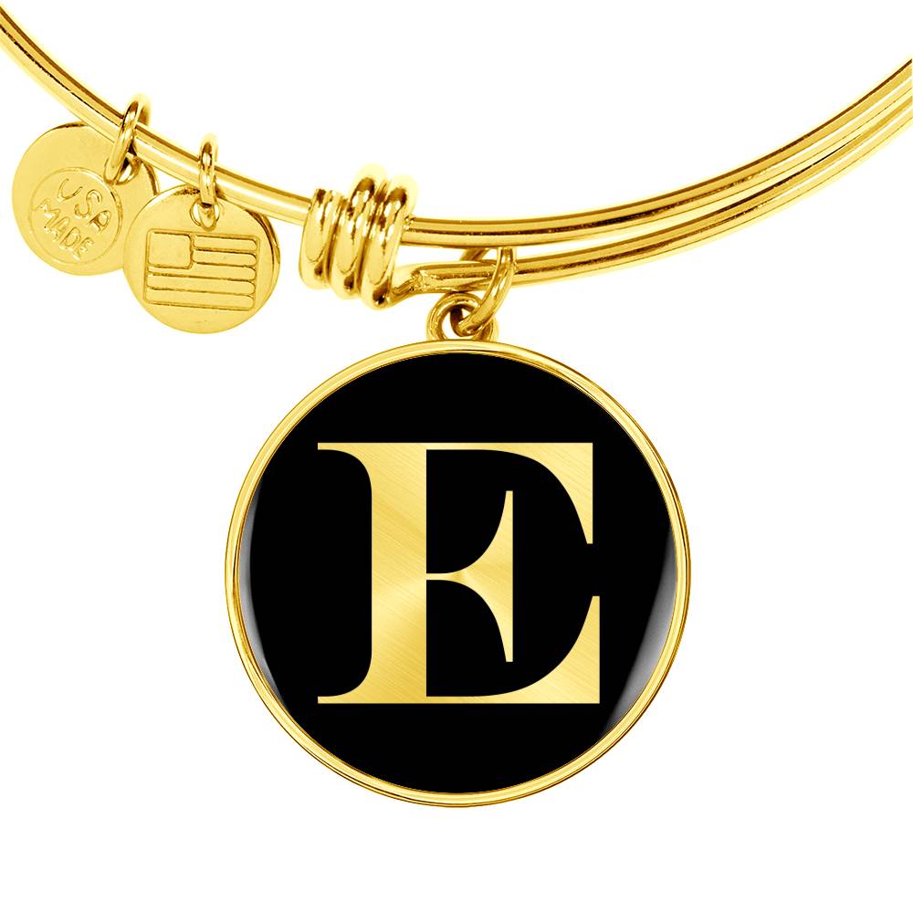 Initial E v2a - 18k Gold Finished Bangle Bracelet