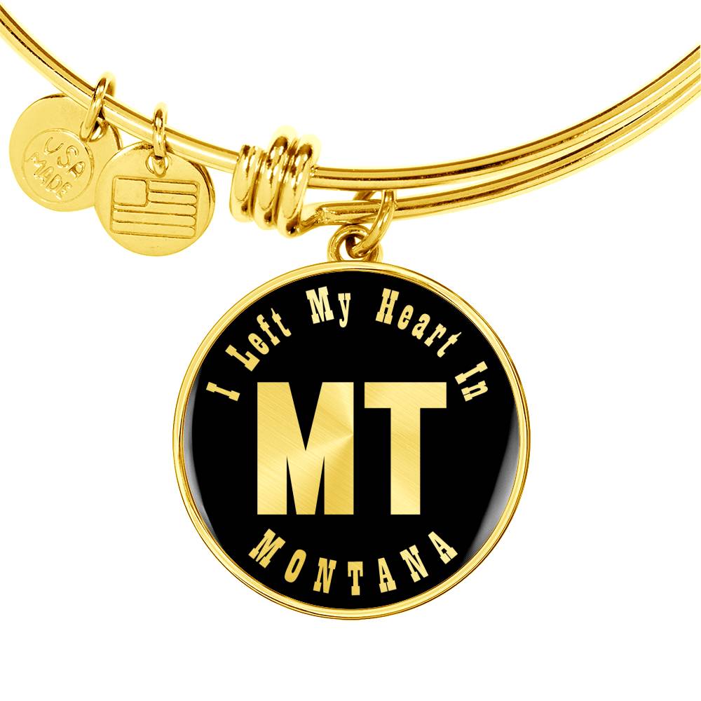 Heart In Montana v02 - 18k Gold Finished Bangle Bracelet