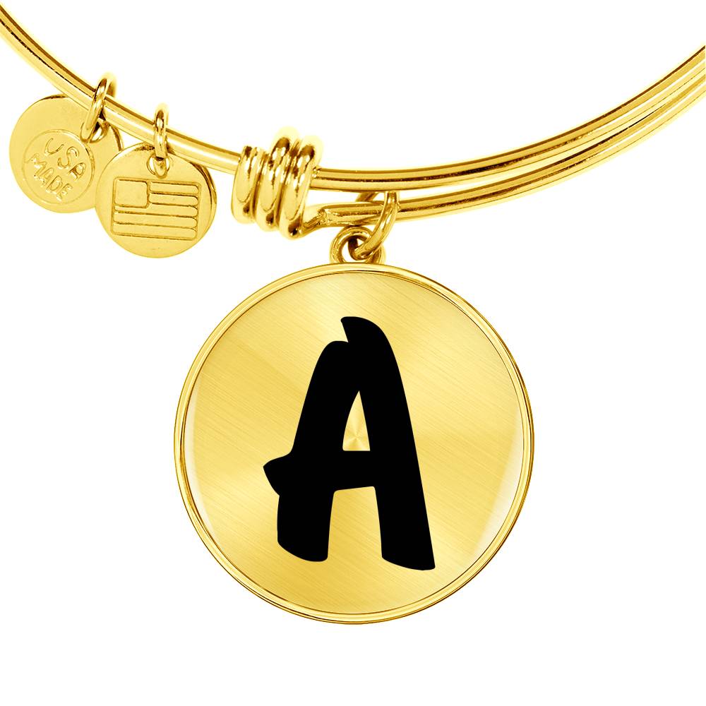 Initial A v1b - 18k Gold Finished Bangle Bracelet
