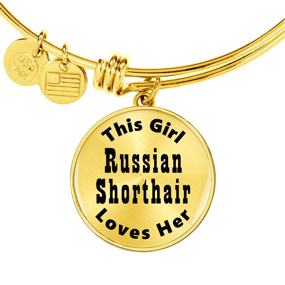 Russian Shorthair - 18k Gold Finished Bangle Bracelet
