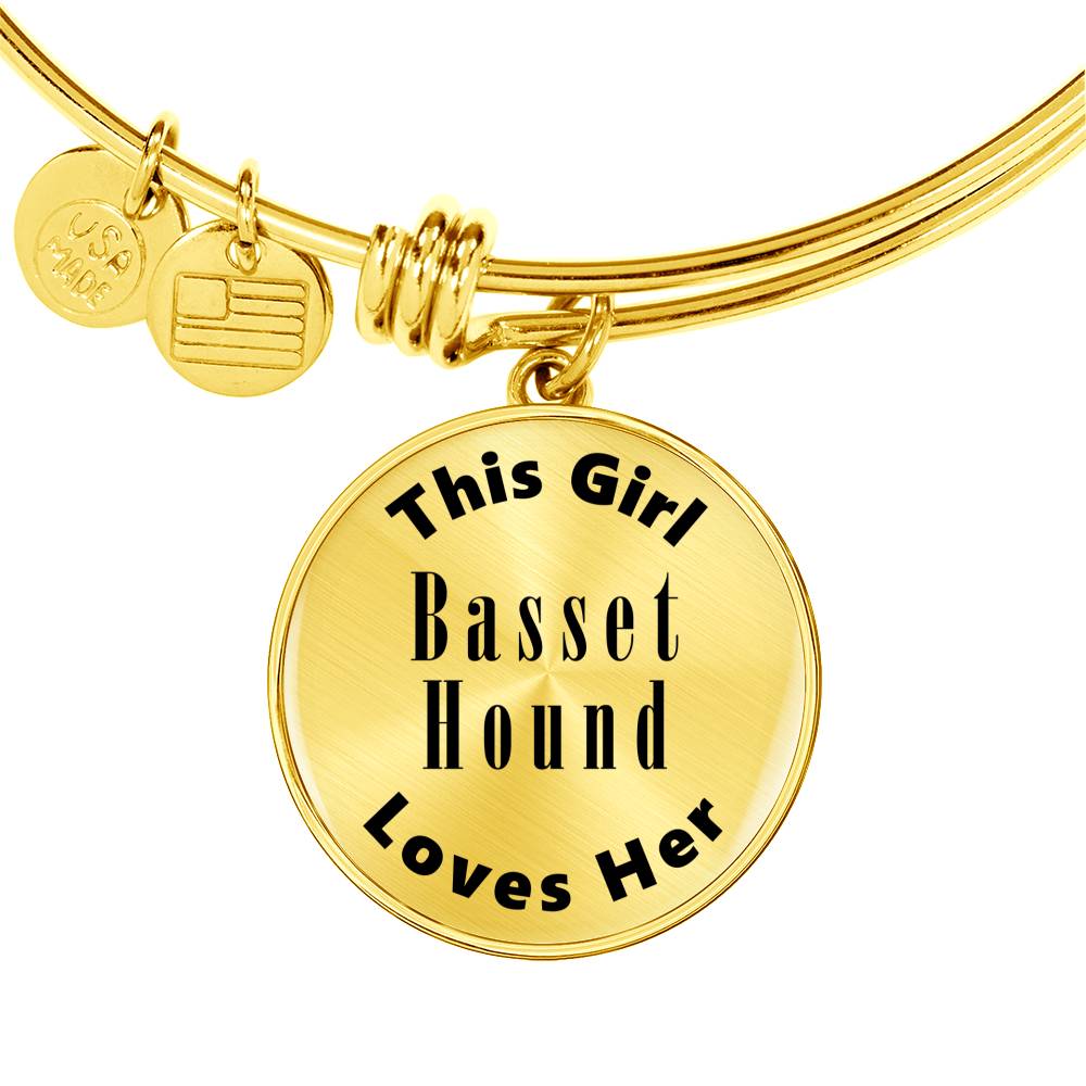 Basset Hound - 18k Gold Finished Bangle Bracelet