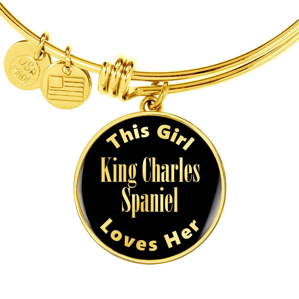 King Charles Spaniel v1 - 18k Gold Finished Bangle Bracelet